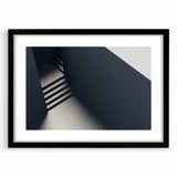 Extra large abstract art print of a colorful, textured staircase design on a black framed mat, ideal for living room decor.