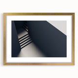Extra large abstract art print of a textured staircase design in gold frame, ideal for living room decor.