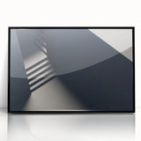 Large abstract wall art featuring a spiral staircase in black and white, framed acrylic, ideal for modern art wall decor.