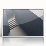 Art Deco style staircase design in monochrome shades on a framed acrylic, ideal for modern art wall decor.