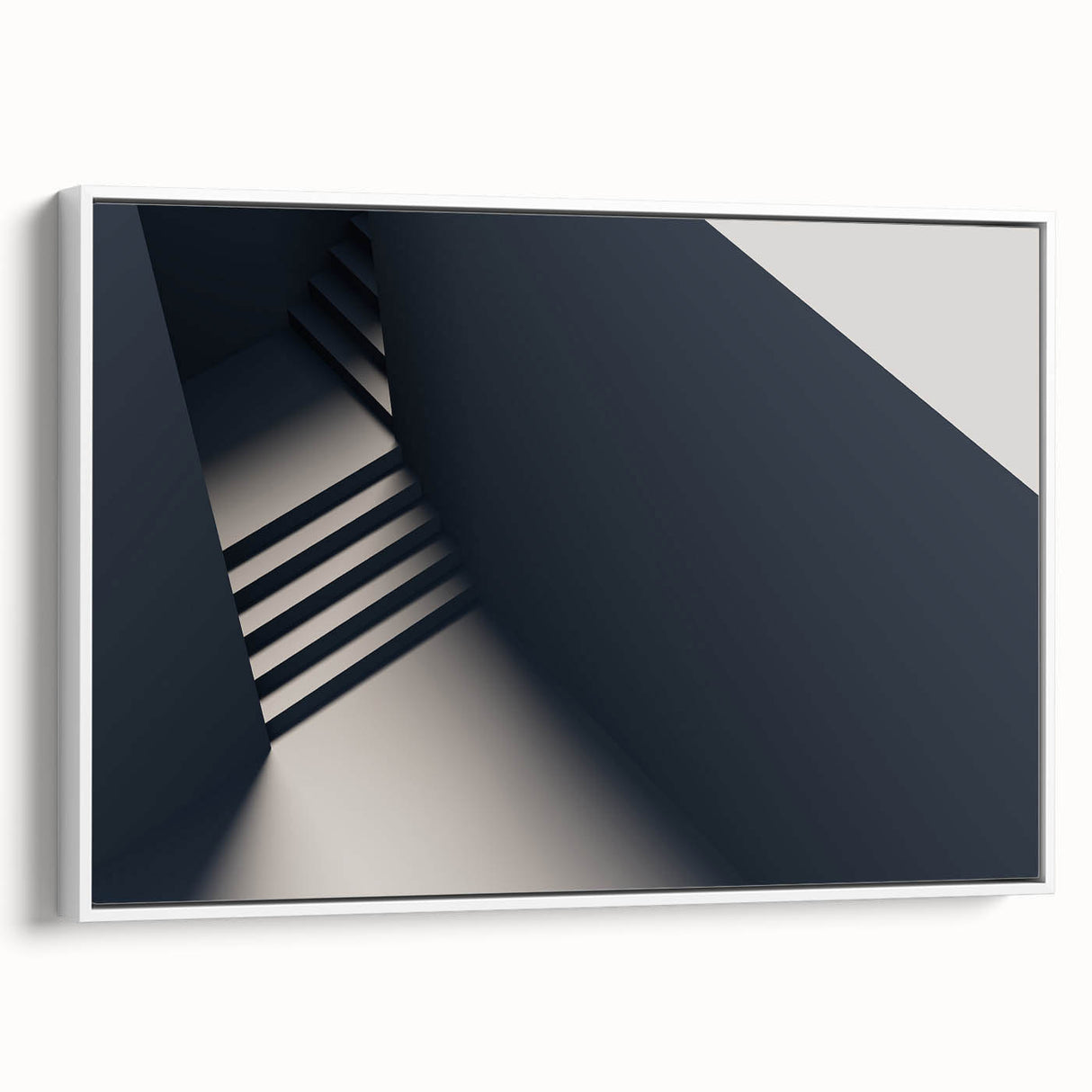 Vintage poster art of a spiral staircase in black and colorful tones on a framed canvas, ideal for living room decor.