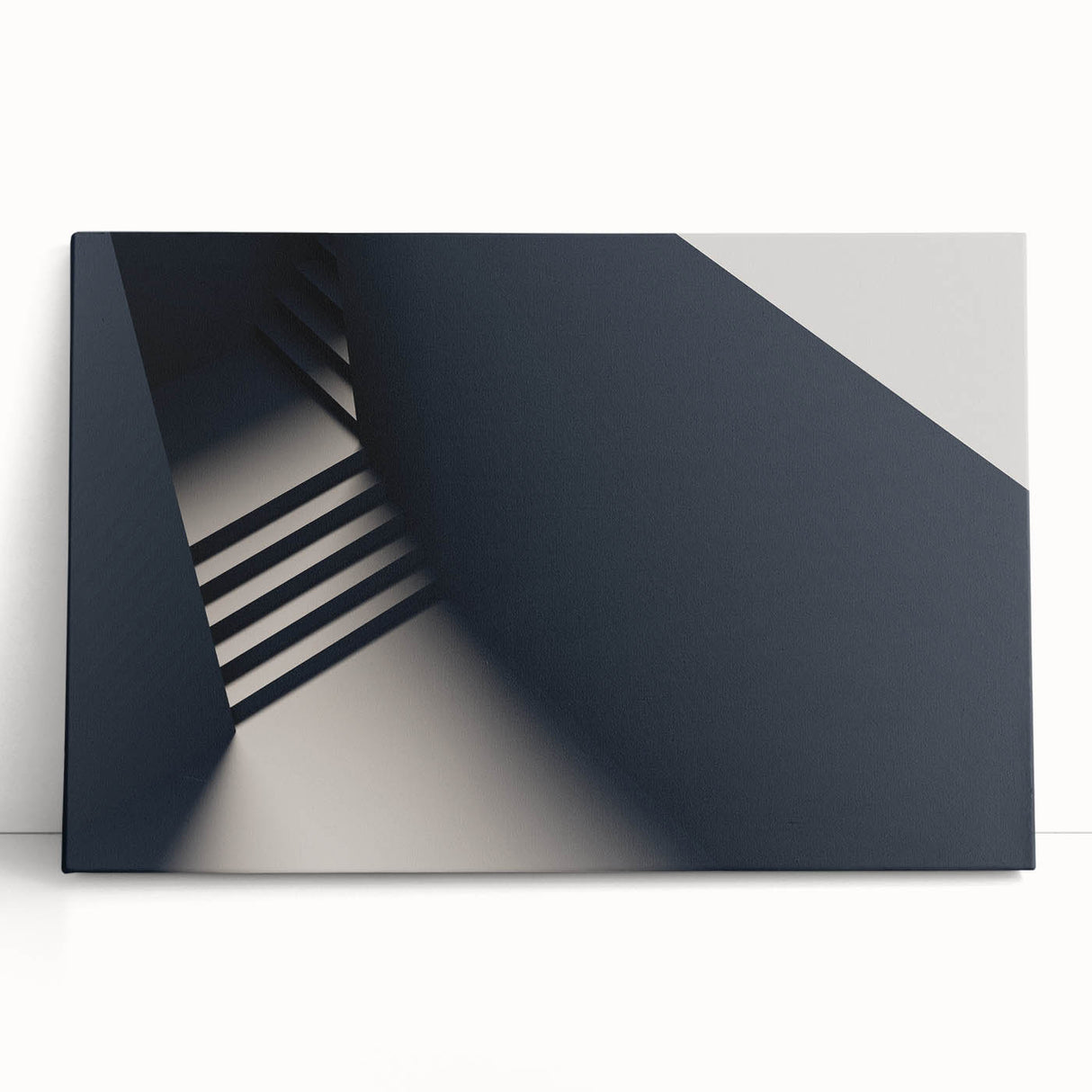 Black and white photo of a spiral staircase on stretched canvas, suitable for kitchen wall art.