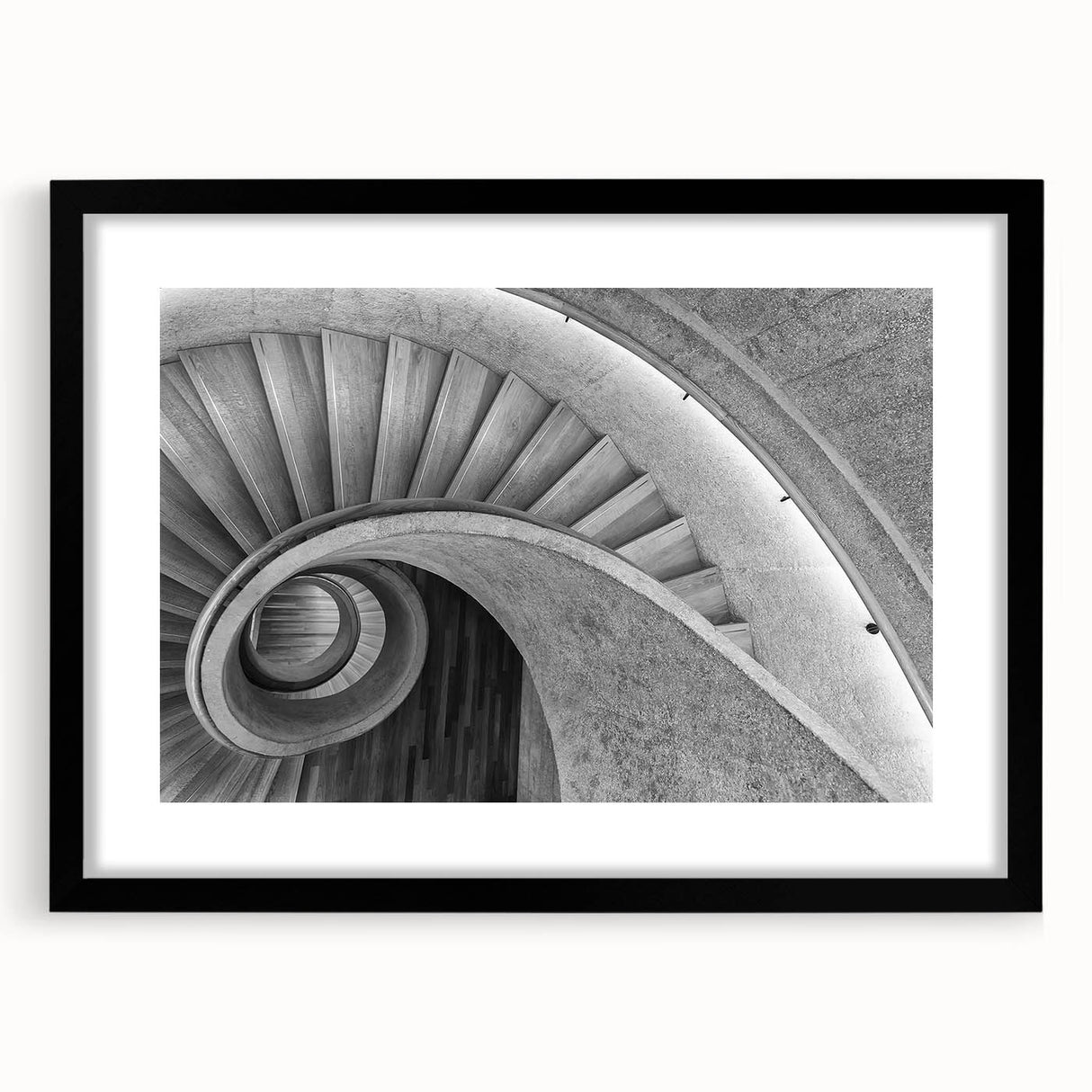 Colorful abstract art print featuring a textured staircase design in vibrant hues, framed in black.