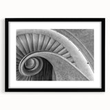 Colorful abstract art print featuring a textured staircase design in vibrant hues, framed in black.