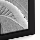 Black wall art featuring a close-up of a textured, colorful staircase design on a framed canvas, ideal for living room decor.