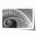 Rolled print of a spiral staircase in monochrome, suitable as art wall dining room decor.