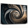 Acrylic print of a large abstract staircase design in monochrome shades, suitable for bedroom or dining room decor.