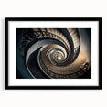 Colorful abstract art print on textured canvas, featuring a spiral staircase design in vibrant hues, framed in black.