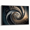 Black and white framed canvas featuring a spiral staircase design, ideal for bedroom wall decor.