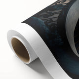 Art Deco style staircase design in monochrome on rolled canvas, suitable for dining room wall art.