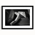 Extra large abstract art print featuring a colorful, textured staircase design on a framed black mat.