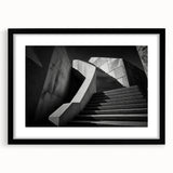 Extra large abstract art print featuring a colorful, textured staircase design on a framed black mat.