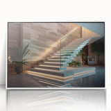 Art Deco poster featuring a spiral staircase in black and white, ideal for modern nursery wall art.