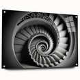 Acrylic print of a large abstract staircase design in monochrome shades, suitable for bedroom or dining room decor.