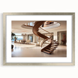 Textured abstract staircase design in silver frame, ideal for modern bedroom decor.