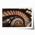 Art Deco poster featuring spiral staircase in monochrome, printed on rolled canvas, suitable for dining room wall art.