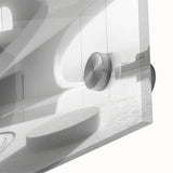 Abstract spiral staircase in muted gray, acrylic print, mid-century modernist style, ideal for dining room art.