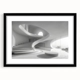 Extra large abstract art print of a colorful, textured staircase on a black framed canvas, ideal for living room decor.