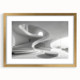 Abstract art print of a textured staircase design in muted earth tones on a large framed canvas, ideal for living room decor.