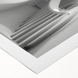 Art deco poster of a spiral staircase in monochrome, printed on rolled canvas, suitable for dining room or bathroom walls.