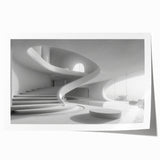 Spiral staircase design in muted gray tones on a large rolled canvas, suitable for art wall dining room.