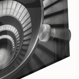 Mid-century modernist large abstract wall art of a spiral staircase in neutral tones, acrylic print.