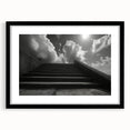 Extra large framed abstract art print featuring a colorful, textured depiction of a spiral staircase.