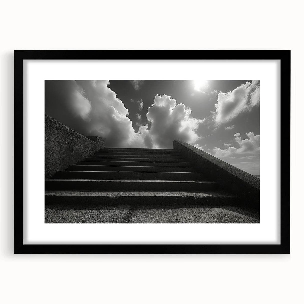 Extra large framed abstract art print featuring a colorful, textured depiction of a spiral staircase.
