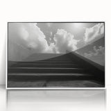 Art Deco poster of a spiral staircase in black and white, framed acrylic, ideal for modern art wall decor.