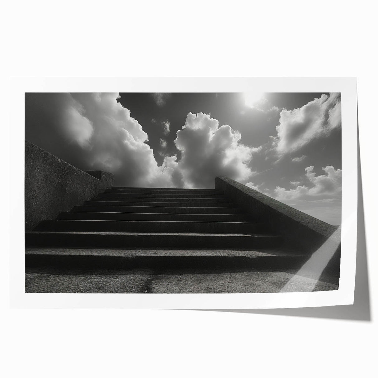 Rolled print of a spiral staircase in monochrome, ideal for art wall dining room.