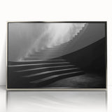 Mid-century modernist staircase design in silver acrylic frame, suited for modern art wall decor.