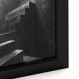 Extra large framed canvas featuring a close-up of a black staircase with colorful, textured art, ideal for living room decor.