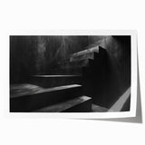 Rolled print of a spiral staircase in grayscale, ideal for art wall dining room or classy bathroom wall art.