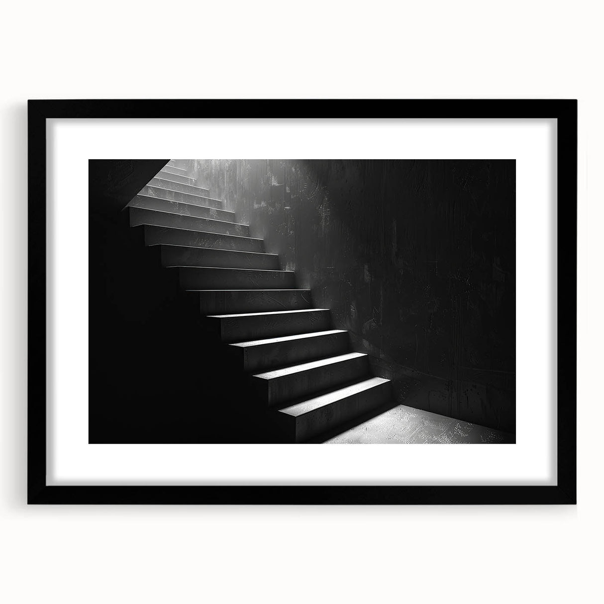 Extra large abstract art print featuring a colorful, textured depiction of a spiral staircase, ideal for living room decor.