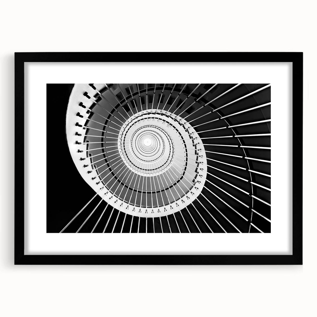 Extra large abstract art print of a colorful, textured staircase design on a framed black mat, ideal for living room decor.