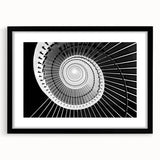 Extra large abstract art print of a colorful, textured staircase design on a framed black mat, ideal for living room decor.