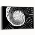 Black and white framed canvas featuring a vintage poster art-style staircase in a landscape format.