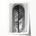 Spiral staircase design in monochrome on a rolled canvas, suitable as art wall in dining room.
