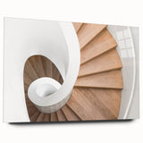 Large abstract wall art on acrylic glass featuring a spiral staircase in grayscale, ideal for bedroom or dining room decor.