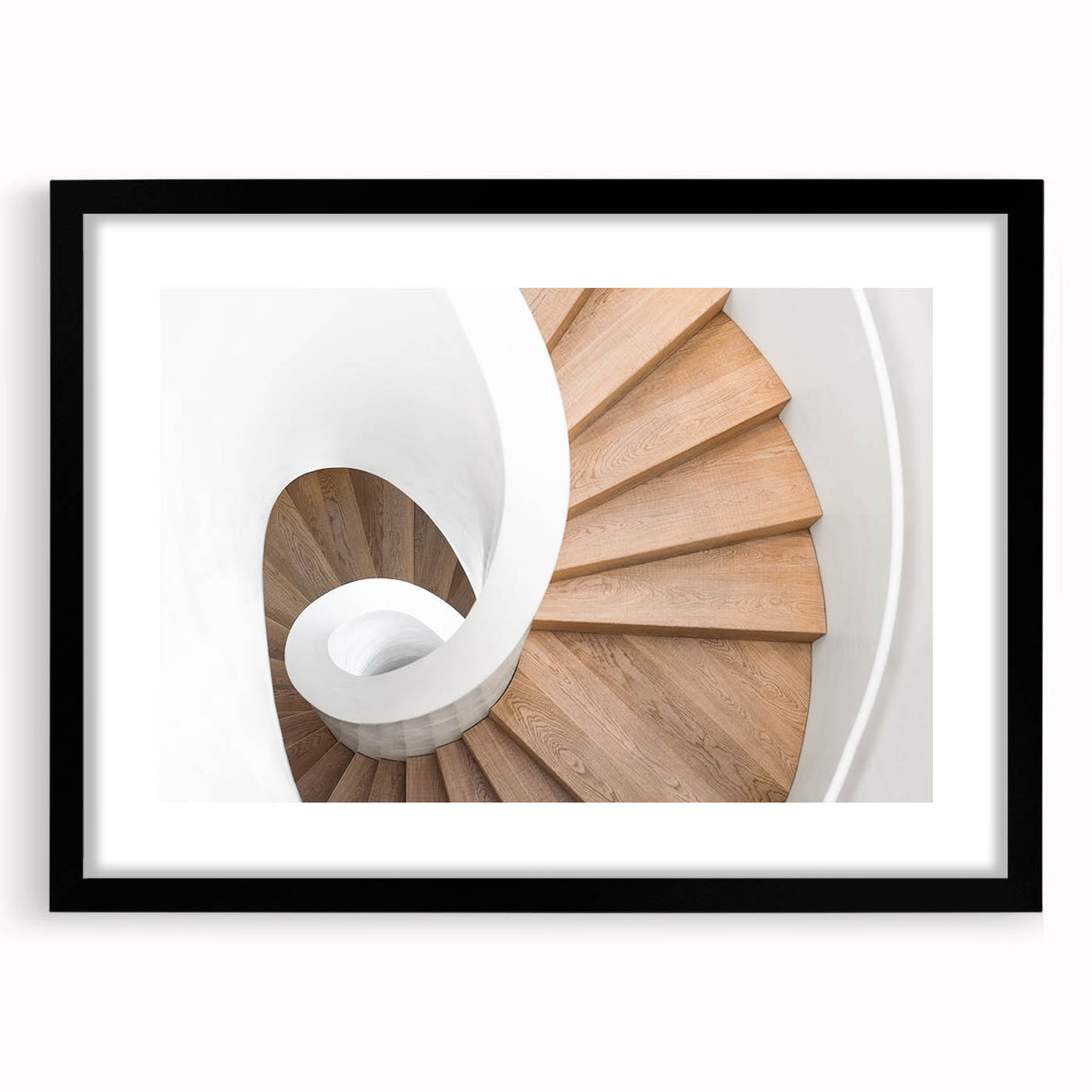 Extra large abstract art print of a colorful, textured staircase design on a black framed canvas.