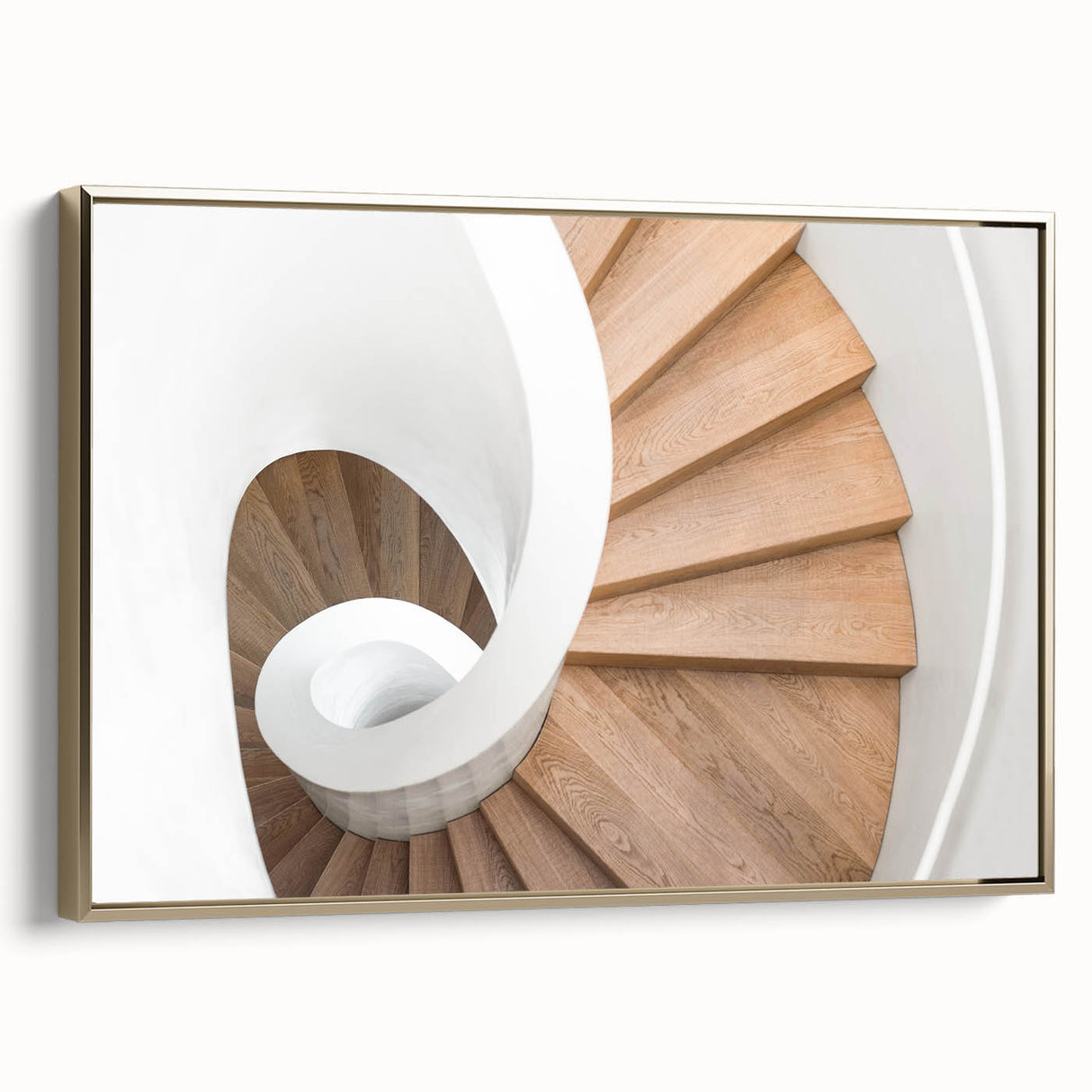 Landscape art painting of a spiral staircase in black and gold tones, framed canvas, ideal for bedroom wall decor.