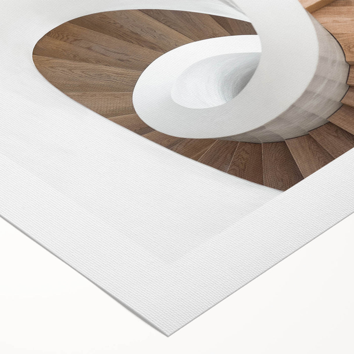 Art Deco poster of a spiral staircase in monochrome, printed on rolled canvas, suitable for dining room walls.