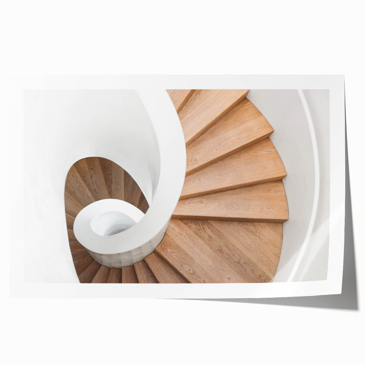 Rolled print of a spiral staircase in grayscale, ideal for art wall dining room or classy bathroom wall art.