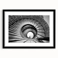 Extra large abstract art print featuring a colorful, textured depiction of an architectural staircase on a framed black mat.