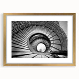 Extra large abstract art print of a textured staircase design in muted gold, framed, ideal for living room decor.