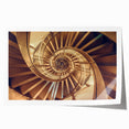 Rolled print of a spiral staircase in muted gray tones, suitable as art wall for dining room or bathroom.