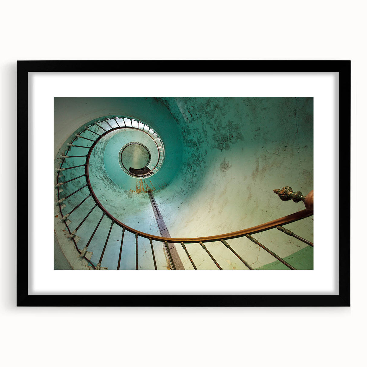 Abstract art print featuring a colorful, textured staircase design on a large framed canvas, ideal for living room decor.
