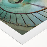 Art deco poster featuring a spiral staircase in monochrome, printed on rolled canvas.