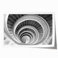 Spiral staircase design in monochrome, extra large rolled print, suitable for dining room wall.