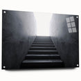 Acrylic print of a large abstract staircase design in muted gray tones, ideal for modern bedroom or dining room decor.